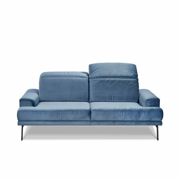 Musterring MR 4580 2-Sitzer Sofa in Bezug Velvet blue-grey mit manueller Kopfteil- und Sitztiefenverstellung.