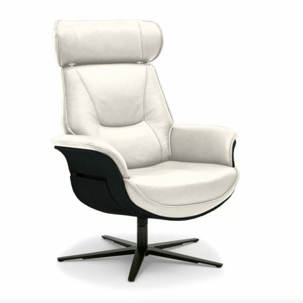 Musterring MR 276 Relaxsessel mit Echtlederbezug in Torro white und Sitzschale in Eiche dunkel