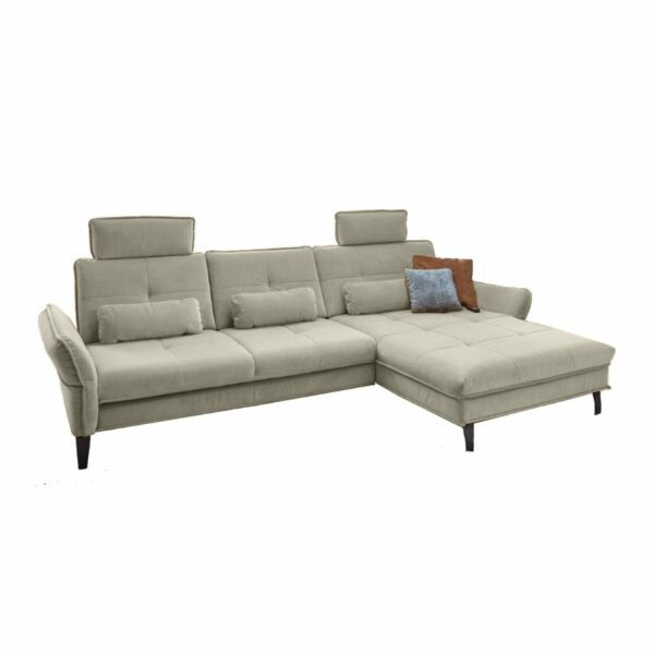 Couchliebe Key West Sofa mit Bezug in Natur, Ottomane rechts und Komfortfunktionen