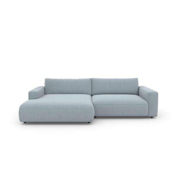Gallery M branded by Musterring Lucia Sofa in Bezug Matrice light blue und Ottomane links