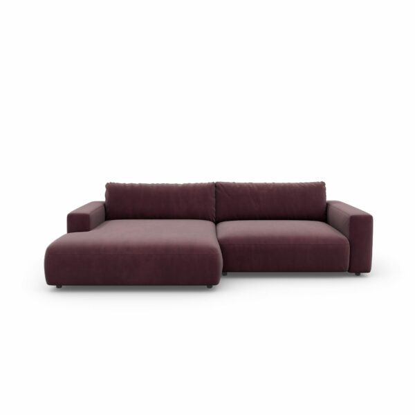 Gallery M branded by Musterring Lucia Sofa in Bezug Samt purple und Ottomane links