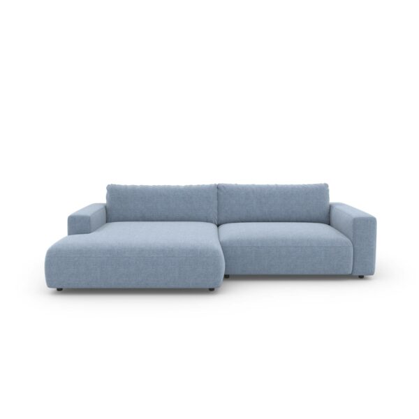 Gallery M branded by Musterring Lucia Sofa in Bezug Valmont light blue und Ottomane links