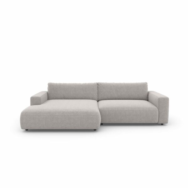 Gallery M branded by Musterring Lucia Sofa in Bezug Valmont light grey und Ottomane links