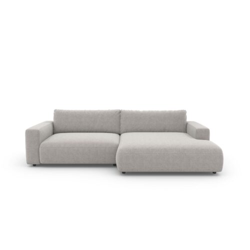 Gallery M branded by Musterring Lucia Sofa in Bezug Valmont light grey und Ottomane rechts