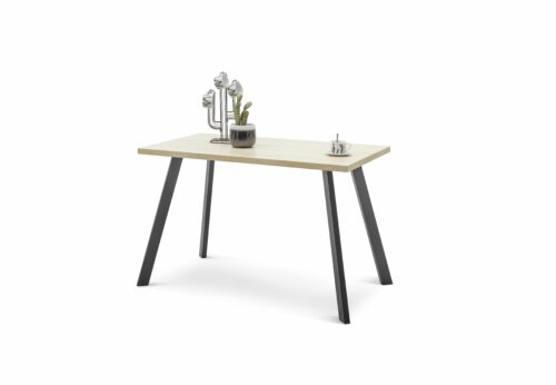 Trendstore Multi Esstisch mit Tischplatte in Dekor Eiche mit Füße in Metall schwarz matt