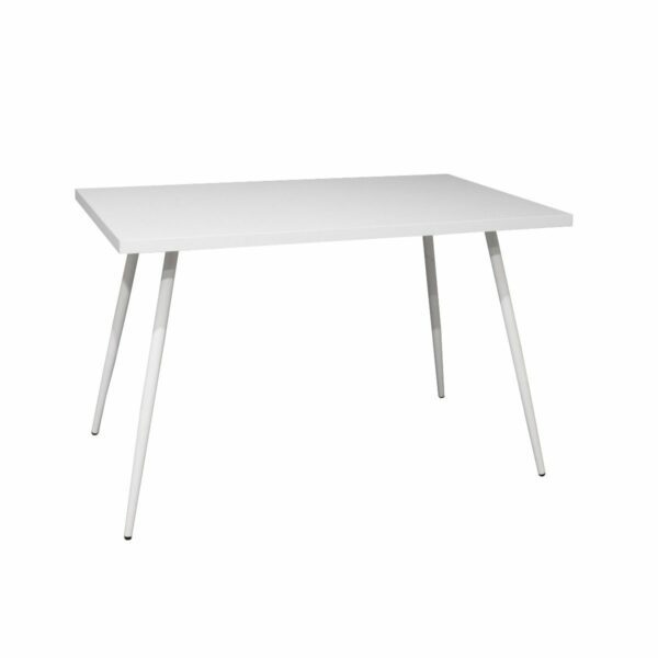 Trendstore Multi Esstisch Tischplatte in Dekor weiß matt lackiert und 4-Fuß-Gestell aus Metall in weiß matt