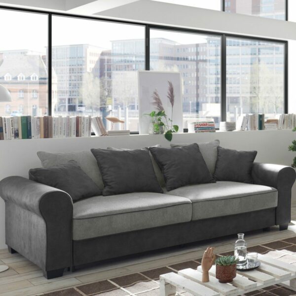 Trendstore Benson 2-Sitzer-Sofa in Bezug Microvelours Salvador anthrazit Wohnbeispiel