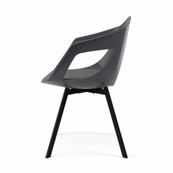Trendstore „C-Bar“ Armlehnstuhl – Sitzschale grau, Gestell Metall schwarz, Seitenansicht