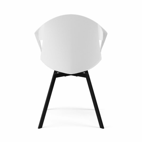 Trendstore „C-Bar“ Armlehnstuhl – Sitzschale weiß, Gestell Metall schwarz, Rückansicht