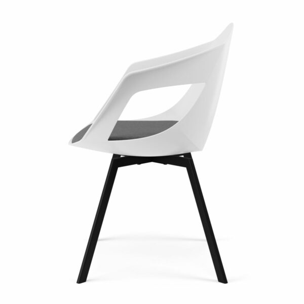 Trendstore „C-Bar“ Armlehnstuhl – Sitzschale weiß, Gestell Metall schwarz, Seitenansicht