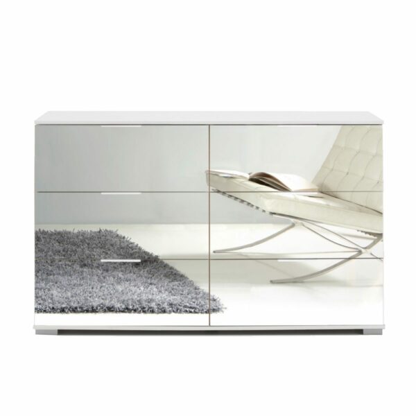 Wimex Easy Plus Sideboard mit Front in Spiegelglas und Korpus in Weiß.