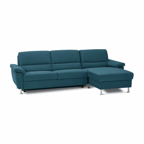 Calizza interiors Onyx Sofa mit Bezug multiCOLOR Nachtblau, Schlaffunktion, Bettkasten und Ottomane links