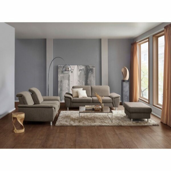 Calizza Interiors Jade Sofa 2er-Set mit Bezug Flachgewebe Eco-Soil 12 cappuccino – Wohnbeispiel