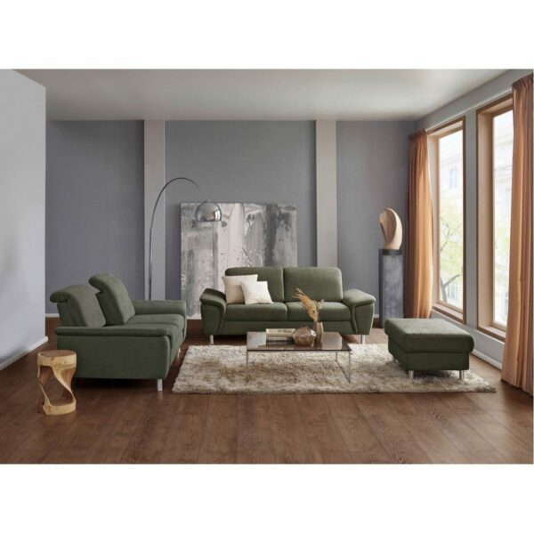 Calizza Interiors Jade Sofa 2er-Set mit Bezug Flachgewebe Eco-Soil 156 forest – Wohnbeispiel