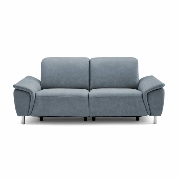 Calizza Interiors Nell Sofa mit Bezug Microfaser Bulus 16 steel – Sofa mit Funktion Frontansicht