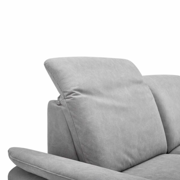 Calizza Interiors Nell Sofa mit Bezug Microfaser Bulus 32 silber – Detail Kopfstütze