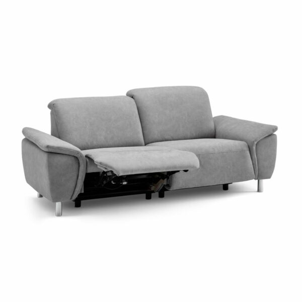 Calizza Interiors Nell Sofa mit Bezug Microfaser Bulus 32 silber – Relaxfunktion
