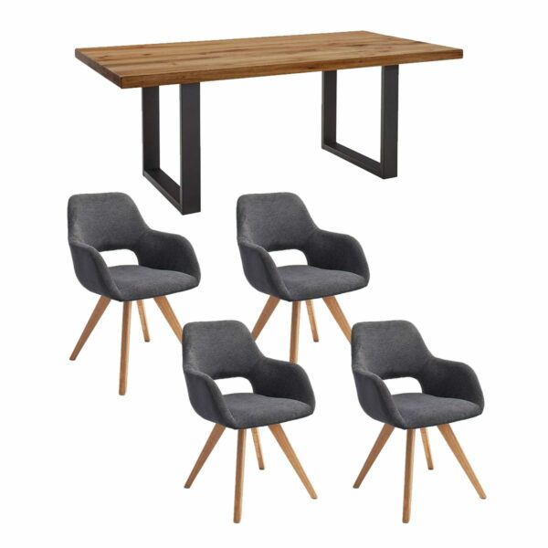 Trendstore Sitting 5-teilige Easy Sitzgruppe mit einem Esstisch und vier Stühlen. in Anthrazit