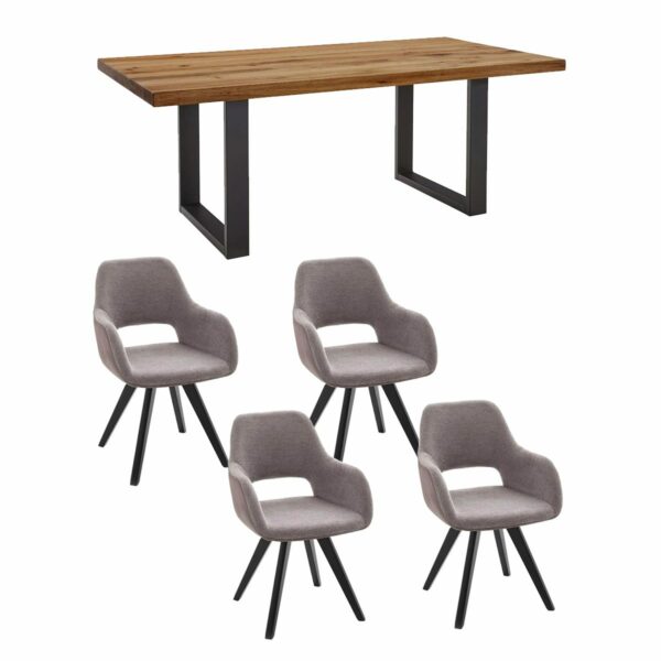 Trendstore Sitting 5-teilige Easy Sitzgruppe mit einem Esstisch und vier Stühlen. in Grau