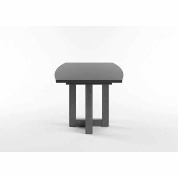 Set One Atlanta-System Esstisch Tischplatte bootsförmig Dekor anthrazit matt Gestell Doppel-U Dekor graphit seitlich