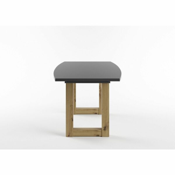Set One Atlanta-System Esstisch Tischplatte bootsförmig Dekor anthrazit matt Gestell U-Form Artisan Eiche Holznachbildung seitlich