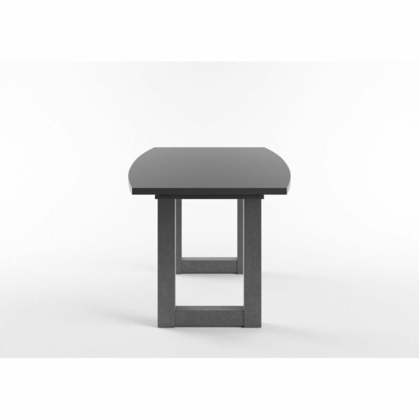 Set One Atlanta-System Esstisch Tischplatte bootsförmig Dekor anthrazit matt Gestell U-Form Dekor graphit seitlich
