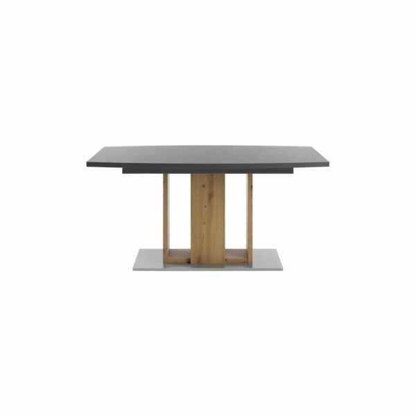 Set One Atlanta-System Esstisch Tischplatte bootsförmig Dekor graphit Block-Gestell Artisan Eiche Holznachbildung frontal