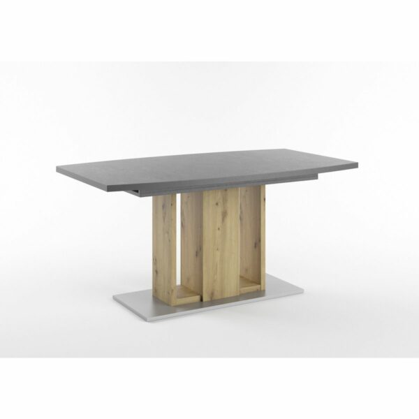Set One Atlanta-System Esstisch Tischplatte bootsförmig Dekor graphit Block-Gestell Artisan Eiche Holznachbildung schräg