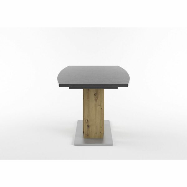 Set One Atlanta-System Esstisch Tischplatte bootsförmig Dekor graphit Block-Gestell Artisan Eiche Holznachbildung seitlich