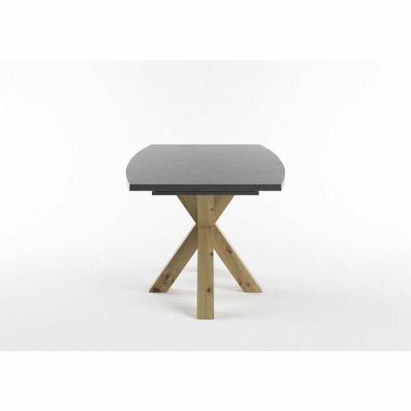 Set One Atlanta-System Esstisch Tischplatte bootsförmig Dekor graphit Gestell sternförmig Artisan Eiche Holznachbildung seitlich