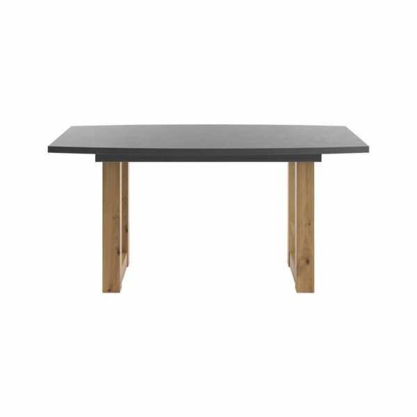 Set One Atlanta-System Esstisch Tischplatte bootsförmig Dekor graphit Gestell U-Form Artisan Eiche Holznachbildung frontal