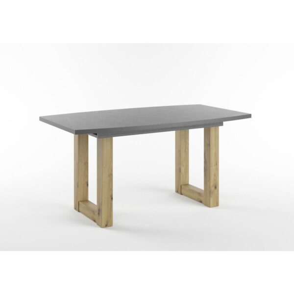 Set One Atlanta-System Esstisch Tischplatte bootsförmig Dekor graphit Gestell U-Form Artisan Eiche Holznachbildung schräg