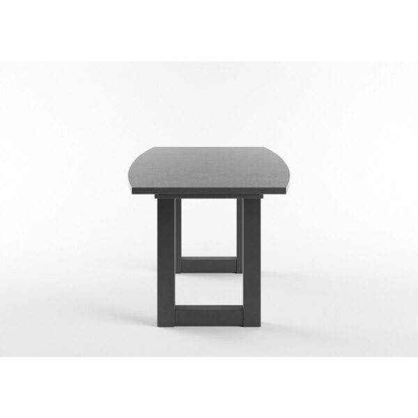 Set One Atlanta-System Esstisch Tischplatte bootsförmig Dekor graphit Gestell U-Form Dekor Schwarzstahl seitlich