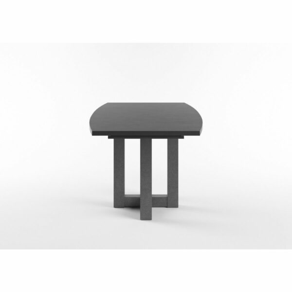Set One Atlanta-System Esstisch Tischplatte bootsförmig Dekor Schwarzstahl Gestell Doppel-U Dekor graphit seitlich