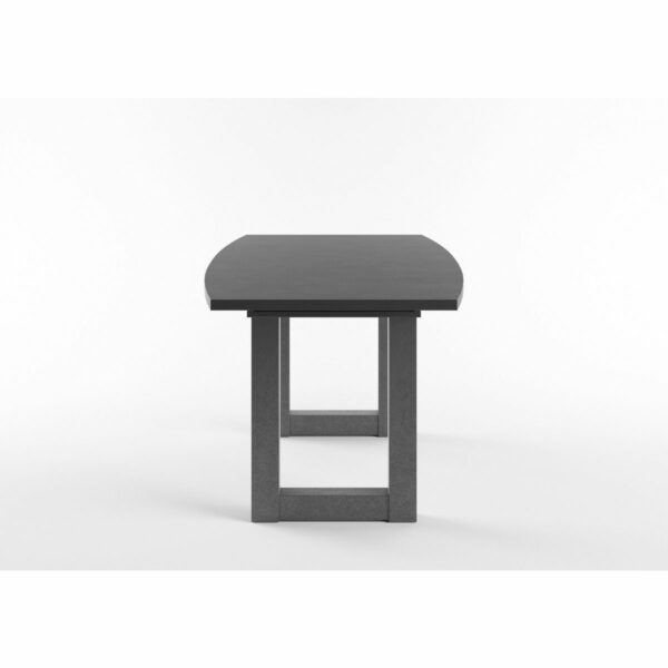 Set One Atlanta-System Esstisch Tischplatte bootsförmig Dekor Schwarzstahl Gestell U-Form Dekor graphit seitlich