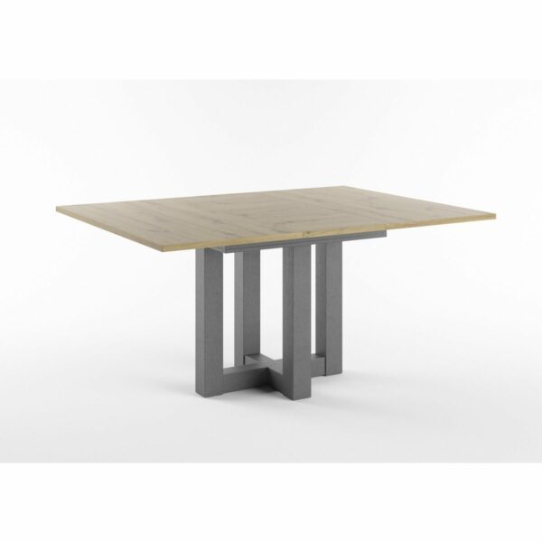 Set One Atlanta-System Esstisch Tischplatte quadratisch Artisan Eiche Holznachbildung Gestell Doppel-U Dekor graphit ausgezogen