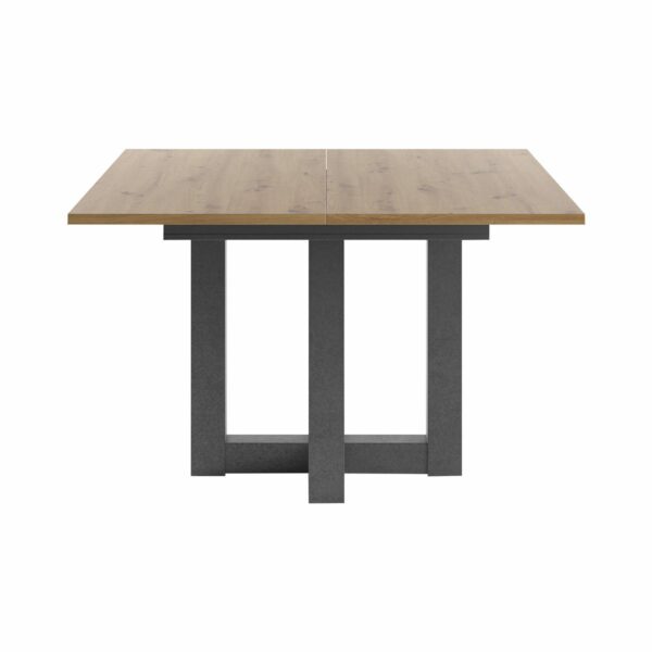 Set One Atlanta-System Esstisch Tischplatte quadratisch Artisan Eiche Holznachbildung Gestell Doppel-U Dekor graphit frontal