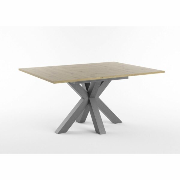 Set One Atlanta-System Esstisch Tischplatte quadratisch Artisan Eiche Holznachbildung Gestell sternförmig Dekor graphit ausgezogen