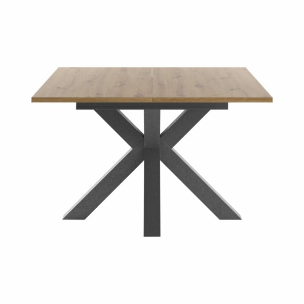 Set One Atlanta-System Esstisch Tischplatte quadratisch Artisan Eiche Holznachbildung Gestell sternförmig Dekor graphit frontal