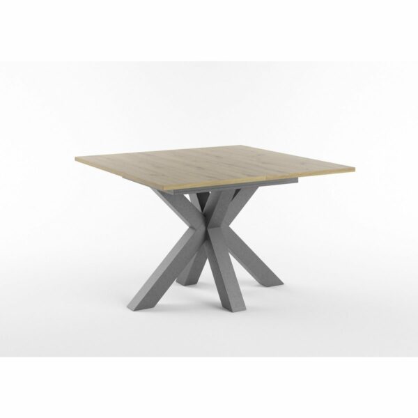 Set One Atlanta-System Esstisch Tischplatte quadratisch Artisan Eiche Holznachbildung Gestell sternförmig Dekor graphit schräg