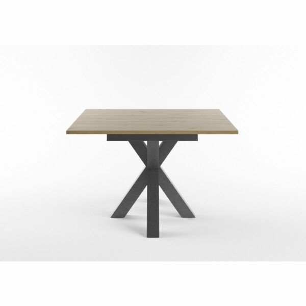 Set One Atlanta-System Esstisch Tischplatte quadratisch Artisan Eiche Holznachbildung Gestell sternförmig Dekor graphit seitlich