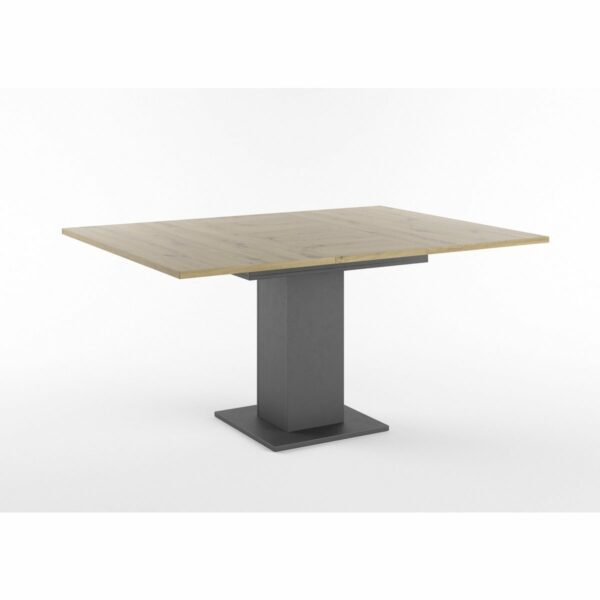 Set One Atlanta-System Esstisch Tischplatte quadratisch Artisan Eiche Holznachbildung Säule quadratisch Dekor Schwarzstahl ausgezogen