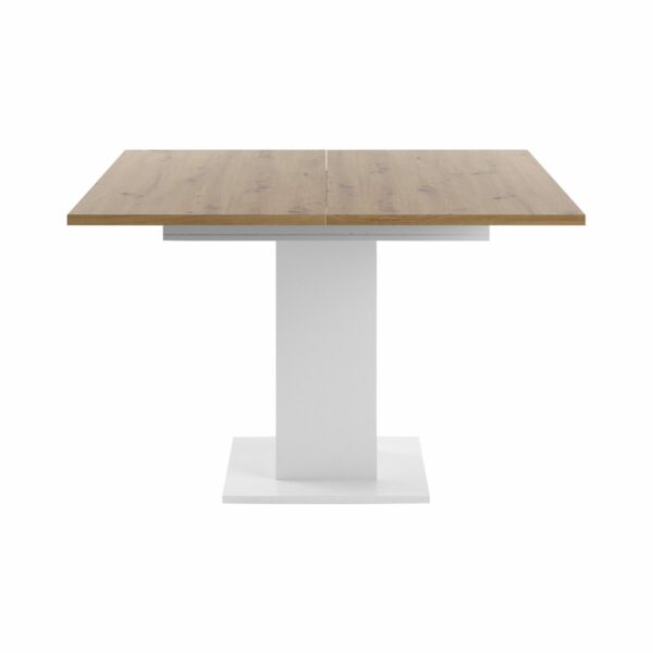 Set One Atlanta-System Esstisch Tischplatte quadratisch Artisan Eiche Holznachbildung Säule quadratisch Dekor weiß matt frontal