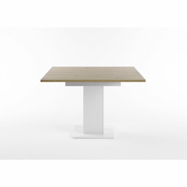 Set One Atlanta-System Esstisch Tischplatte quadratisch Artisan Eiche Holznachbildung Säule quadratisch Dekor weiß matt seitlich