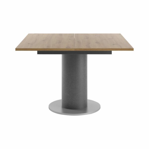 Set One Atlanta-System Esstisch Tischplatte quadratisch Artisan Eiche Holznachbildung Säule rund Dekor graphit frontal