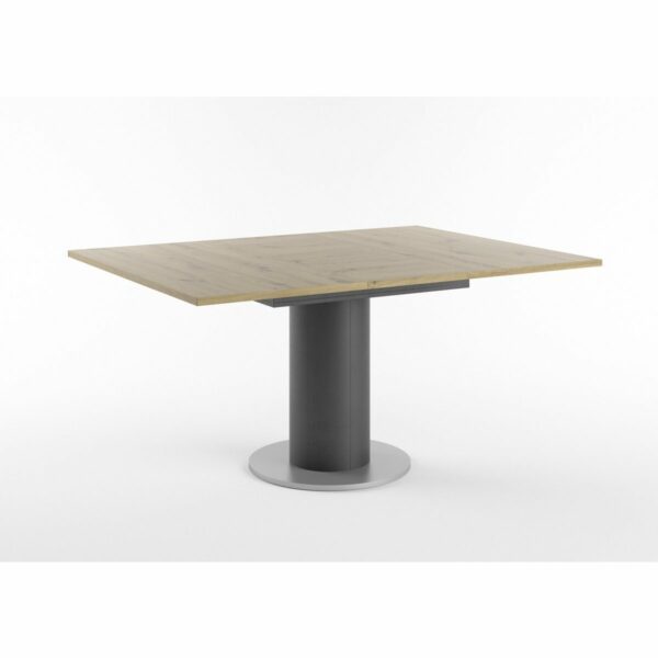 Set One Atlanta-System Esstisch Tischplatte quadratisch Artisan Eiche Holznachbildung Säule rund Dekor Schwarzstahl ausgezogen