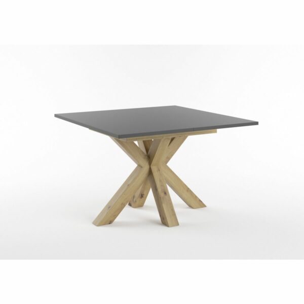 Set One Atlanta-System Esstisch Tischplatte quadratisch Dekor anthrazit matt Gestell sternförmig Artisan Eiche Holznachbildung schräg