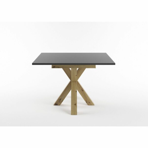 Set One Atlanta-System Esstisch Tischplatte quadratisch Dekor anthrazit matt Gestell sternförmig Artisan Eiche Holznachbildung seitlich