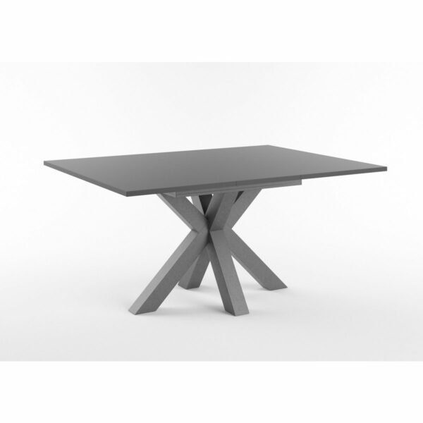 Set One Atlanta-System Esstisch Tischplatte quadratisch Dekor anthrazit matt Gestell sternförmig Dekor graphit ausgezogen