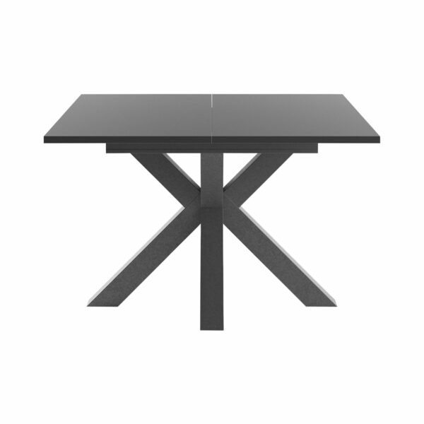 Set One Atlanta-System Esstisch Tischplatte quadratisch Dekor anthrazit matt Gestell sternförmig Dekor graphit frontal
